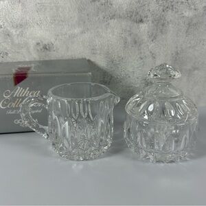 Vintage Gorham Full Lead Crystal Sugar Bowl/Lid & Cream Pitcher 4 Oz Althea SET